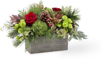 The FTD Christmas Cabin Bouquet from Flowers by Ramon of Lawton, OK